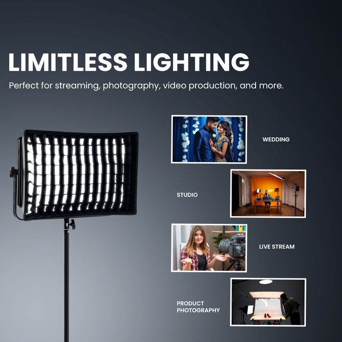 Digitek LED D1500 Professional Flat Panel LED Video Light with Sotbox & Grid