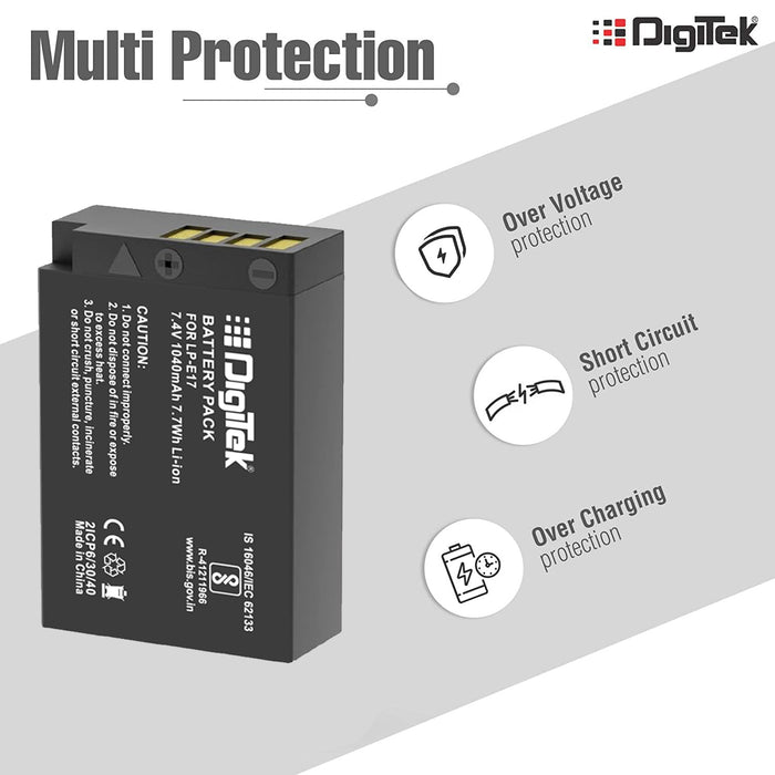 Digitek (LP-E17) Lithium-ion Rechargeable Battery Pack for DSLR Camera, Compatibility - EOS 750D, EOS 760D, EOS 800D, EOS 77D & More - Digitek