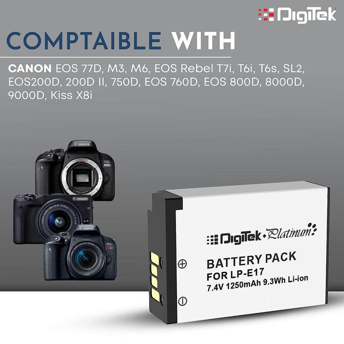Digitek (LP-E17 Platinum) Platinum Extra Power Secondary Rechargeable Li-ion Battery for Camera LP-E17 - Digitek