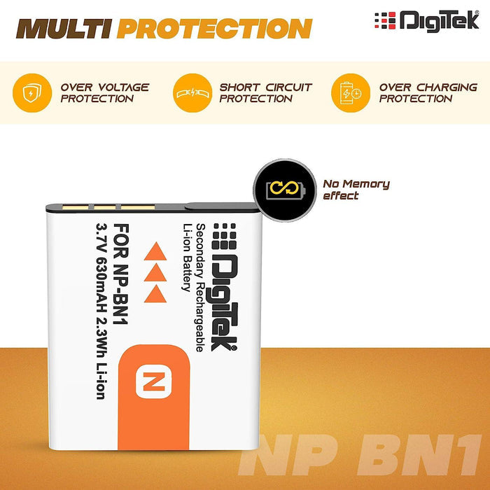Digitek (NP-BN1) 630 mAh Rechargeable Battery Packs for Nikon Digital Camera | Compatibility - TX7-W-390, W-380, W-370, W-350, W-330, W-310 - Digitek