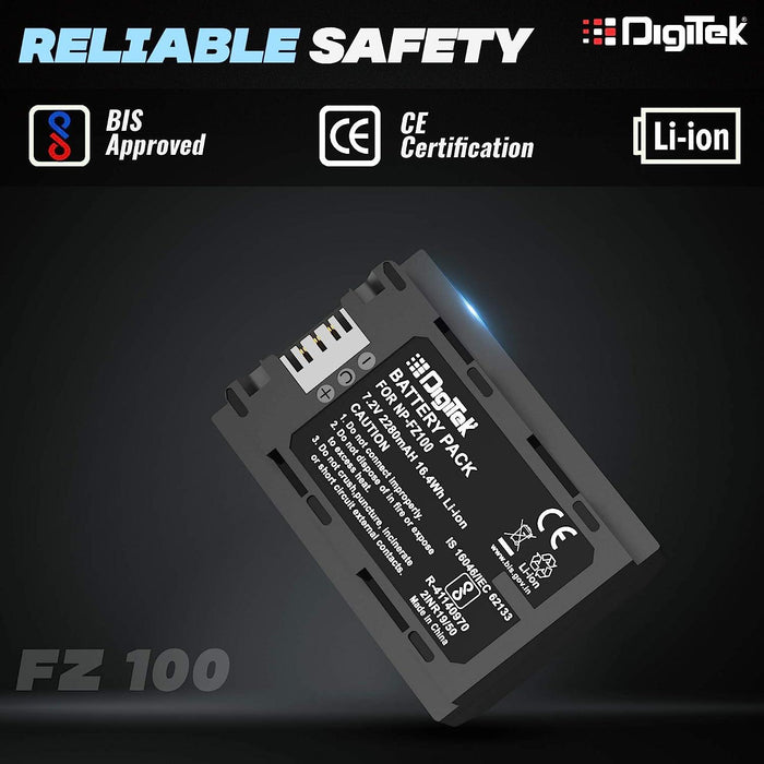 Digitek (NP-FZ100) Lithium-ion Rechargeable Battery for Sony Digital Camera | Compatibility - for PD-150, 150P, 170, 170P, TR1, 200, 300 - Digitek