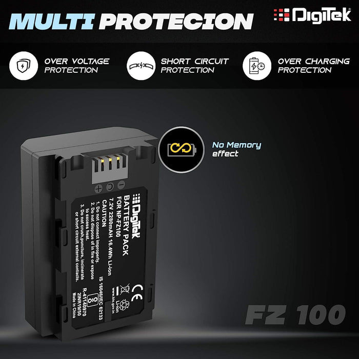 Digitek (NP-FZ100) Lithium-ion Rechargeable Battery for Sony Digital Camera | Compatibility - for PD-150, 150P, 170, 170P, TR1, 200, 300 - Digitek