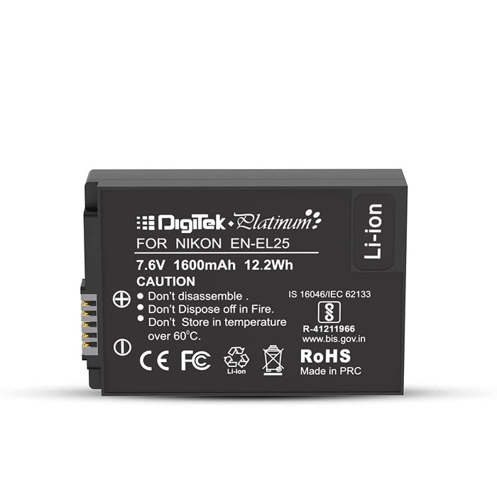 Digitek (Platinum EN-EL25) Extra Power Secondary Li-ion Rechargeable Battery for EN-EL25 (7.6V, 1600mAh) - Digitek
