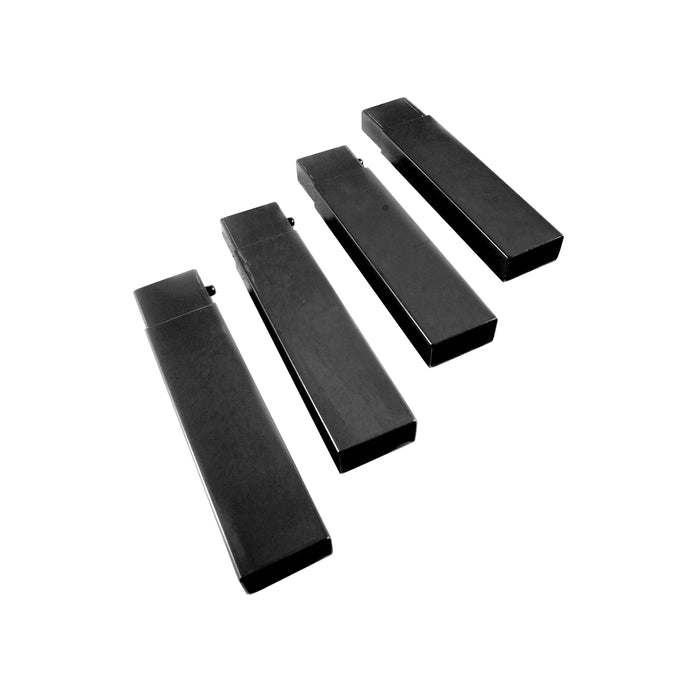 Set of four black metal lighters with a sleek design for reliable use.