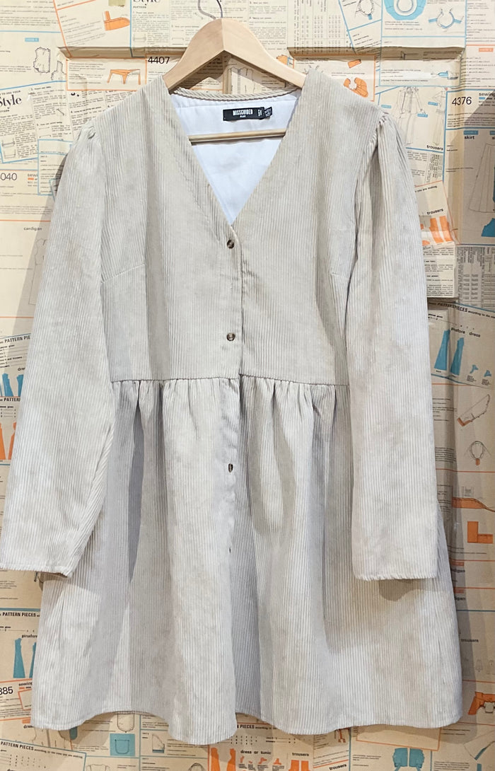 Light brown  long-sleeve cuorderoy dress