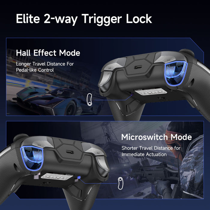 EasySMX® D10 Multiplatform Gaming Controller - Black Version: TMR Sticks, Trigger Lock and Charging Dock