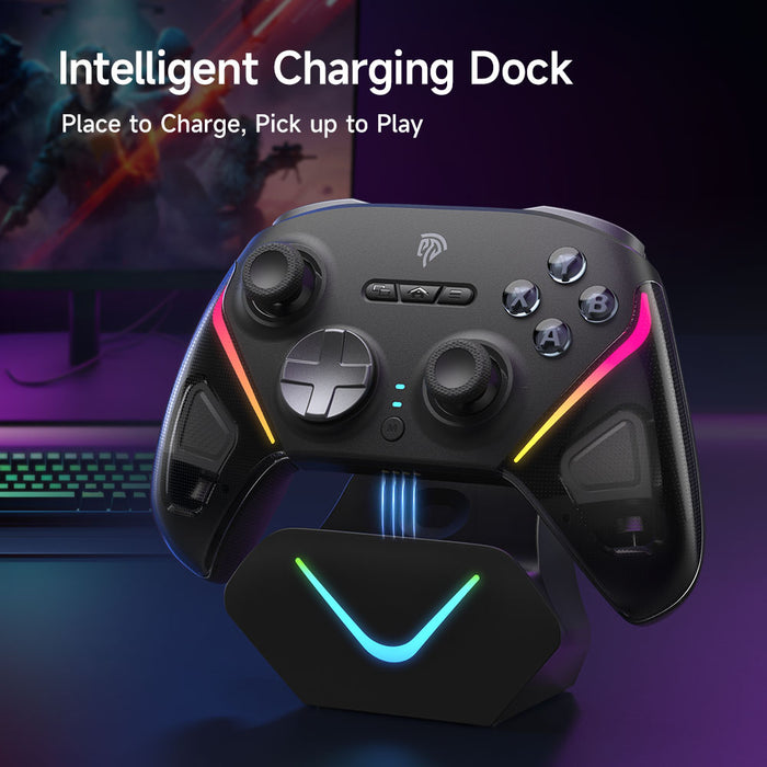 EasySMX® D10 Multiplatform Gaming Controller - Black Version: TMR Sticks, Trigger Lock and Charging Dock