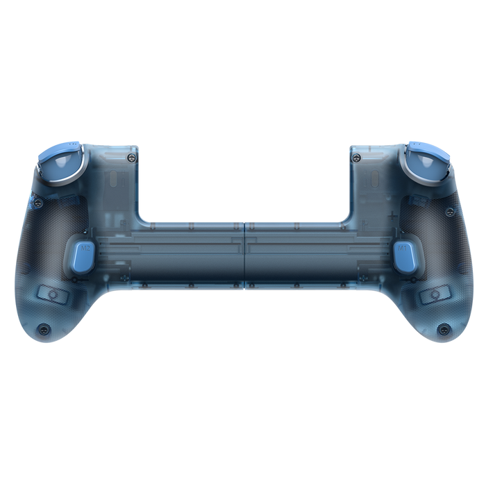 Translucent blue EasySMX M20 Bluetooth gaming controller with M1 and M2 back buttons