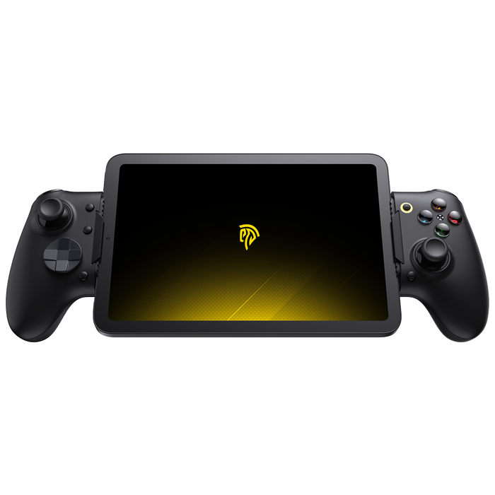 EasySMX M20 mobile gaming controller with tablet clamp, Hall sticks, and rotating ABXY layout