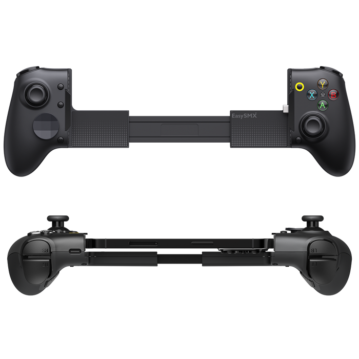 EasySMX M20 mobile gaming controller with rotating ABXY layout, black extendable grip