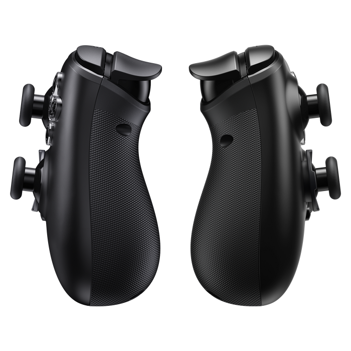 EasySMX M20 mobile gaming controller side view with textured grips and rotating ABXY layout
