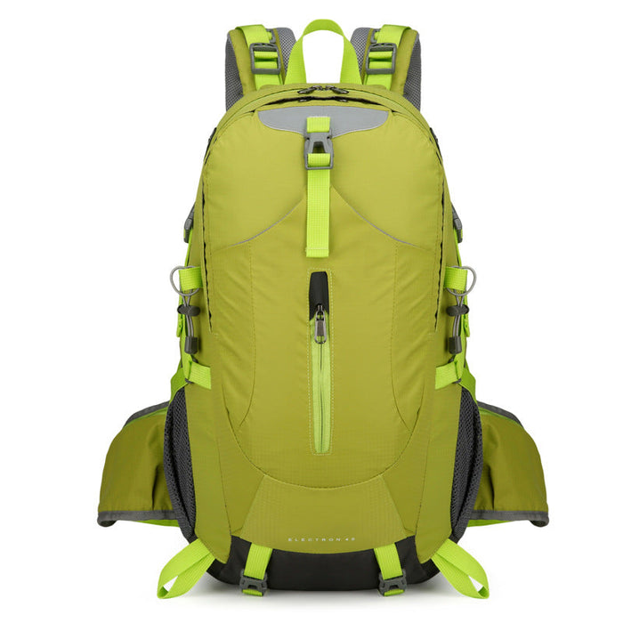 ECOTREK 40L waterproof hiking backpack with multiple compartments, suitable for camping, travel, and school use.
