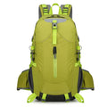 ECOTREK 40L waterproof hiking backpack with multiple compartments, suitable for camping, travel, and school use.