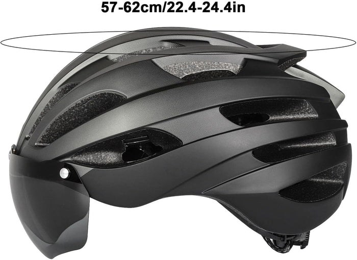 ECOTREK adult bicycle helmet with adjustable fit and removable goggles, designed for cycling safety and comfort.