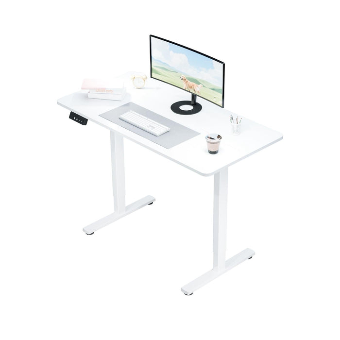 Electra Ergo single motor white sit-stand computer desk with 1.2m surface, featuring clean design and adjustable height.
