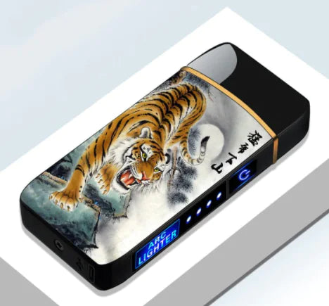 Electric plasma arc lighter with touch sensor, USB rechargeable, designed for camping; by Mead's Supply & Equipment Outfitters.
