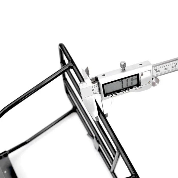 HBC Habicare electric scooter rear luggage rack mounted on scooter, durable metal design for carrying bags and accessories.