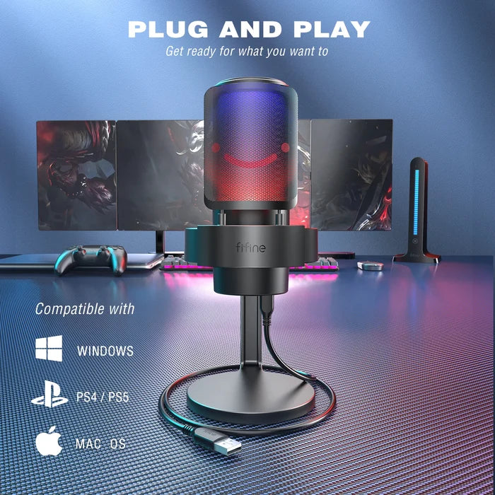 FIFINE USB Microphone A8 for recording and streaming, with sleek design and adjustable stand, ideal for high-quality audio recording