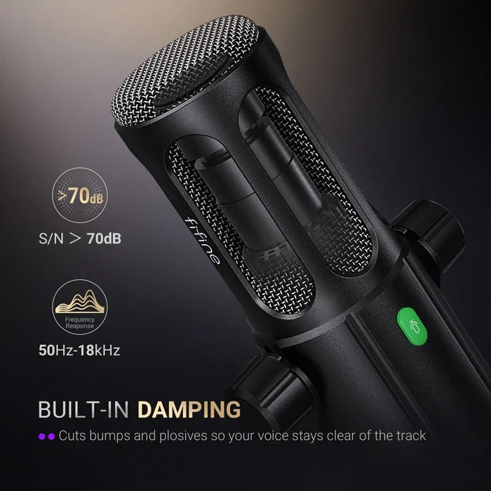 USB XLR dynamic microphone for podcasting by ShopHub NZ, showing the microphone with a sleek design and audio input features.