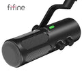 FIFINE Tank3 USB/XLR dynamic microphone for clear audio recording, shown with black body and silver grille.