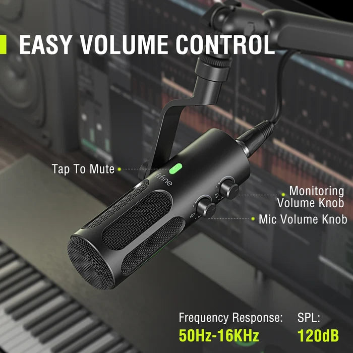 High-quality FIFINE Tank3 dynamic microphone with USB and XLR connections, ideal for professional audio recording and streaming.