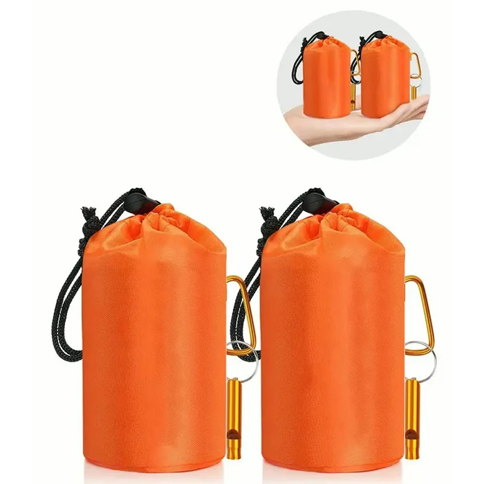 Orange Habicare emergency sleeping bag SS designed for survival and warmth in emergency situations.