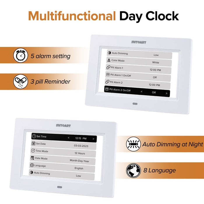 Eldertech large display digital alarm clock showing time, designed for seniors with clear, easy-to-read screen.