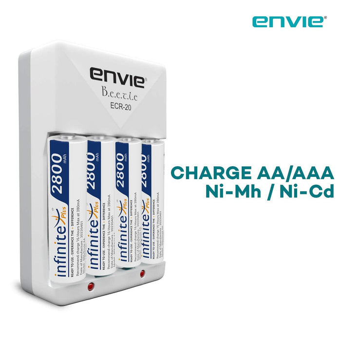 ENVIE (ECR20+AA2800 4PL) Charger for AA & AAA Rechargeable Batteries - Digitek