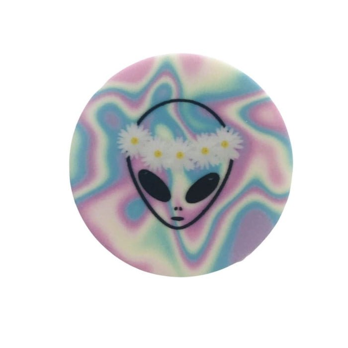 9eight5 expanding finger grip with flower crown alien design, fits phones and tablets, enhances grip and style.