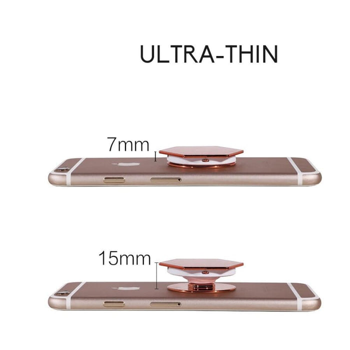 Glossy expanding finger grip from 9eight5 for phone and tablet accessories, showing its adjustable design and reflective surface.