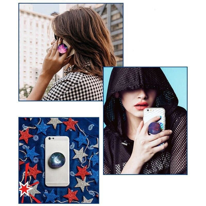9eight5 expanding finger grip in marble design, a phone and tablet accessory with a versatile, expandable grip for secure handling.