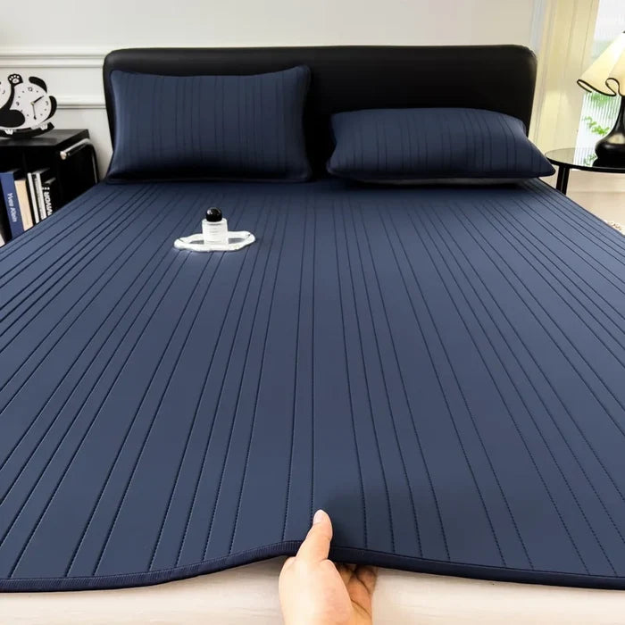 Cooling ice silk mattress pad by ShopHub NZ, designed for ultimate comfort and summer nights, featuring a soft, breathable fabric.