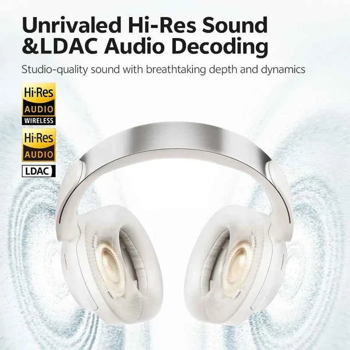 Over-ear QCY H3S ANC wireless headphones with cushioned ear cups and sleek design, showcasing their premium sound quality.