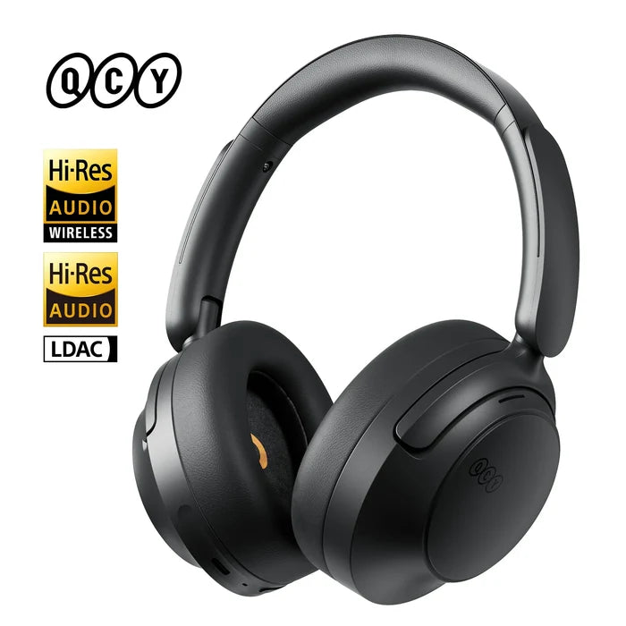 Over-ear QCY H3S ANC wireless headphones showing sleek design with cushioned ear cups and adjustable headband.