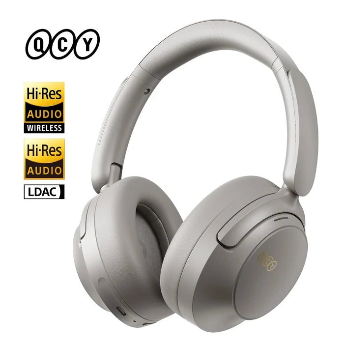 Over-ear QCY H3S ANC wireless headphones with noise-canceling feature and sleek design, shown from a side angle.
