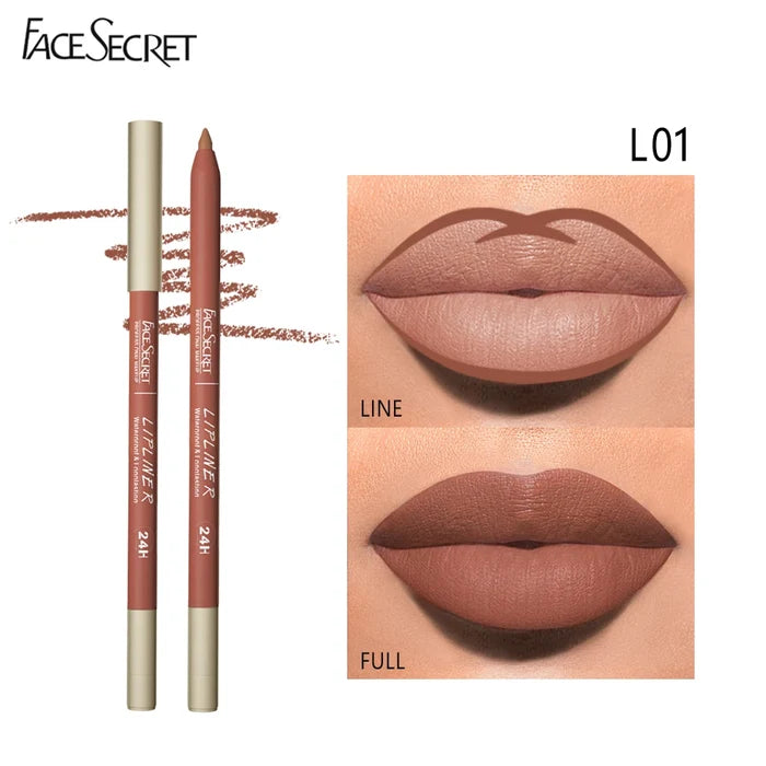 Face Secret 12 Colour Lipliner makeup set with various shades in sleek packaging, perfect for defining lips.
