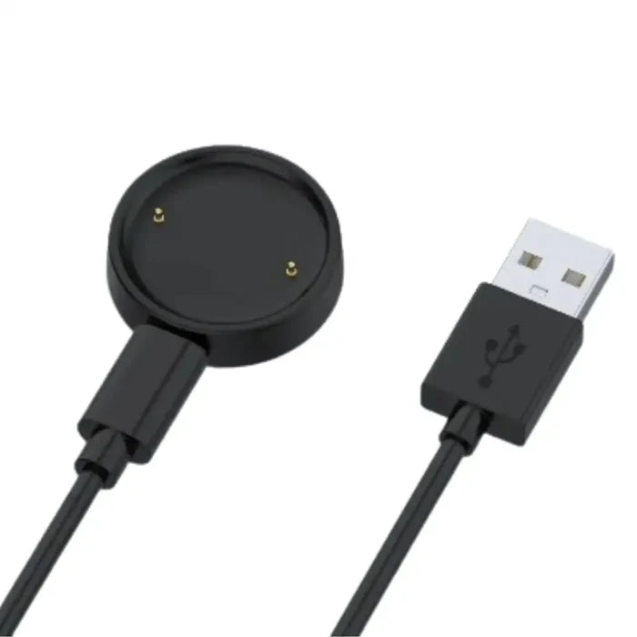 Habicare magnetic fast charger cable for Amazfit BIP 6 TWS smartwatch, shown connected and ready for charging.