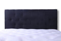 Black double Fenland headboard by sue-e furniture shown in a stylish bedroom setting with a modern design.