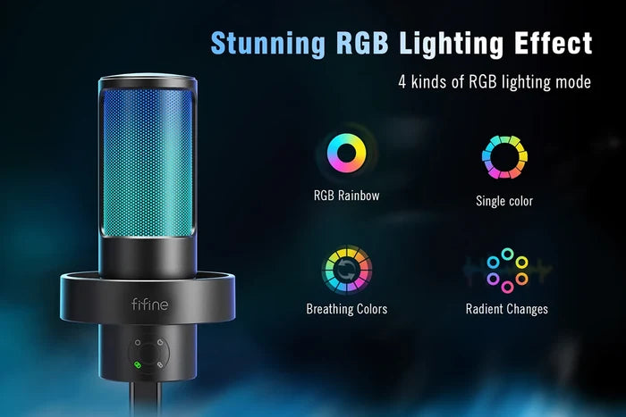 FIFINE Ampligame A8 PLUS USB microphone for streaming and gaming, with sleek design and adjustable stand.