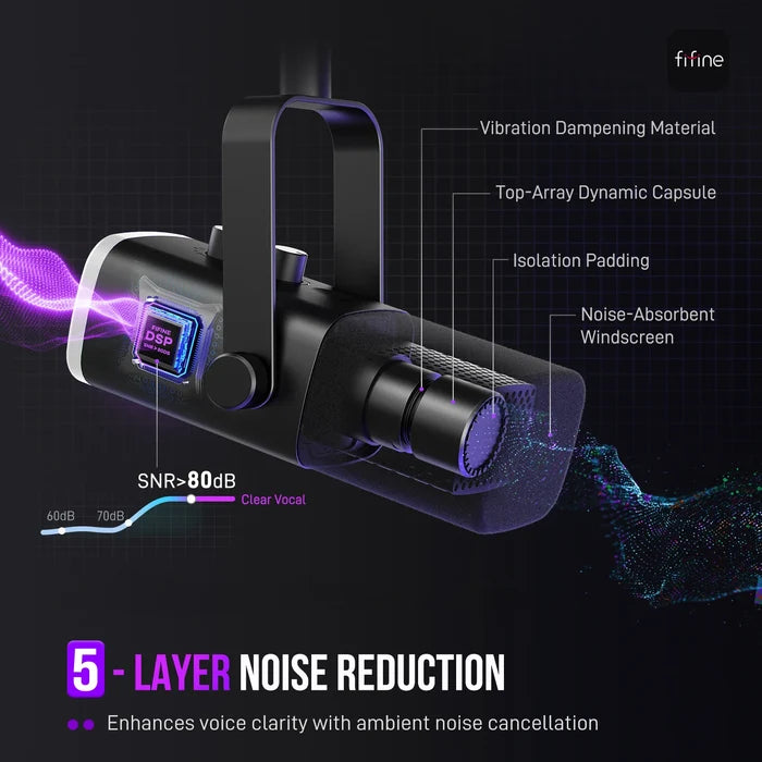 FIFINE dynamic gaming microphone on a desk, ideal for streaming and recording with professional audio quality.