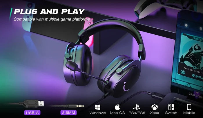 FIFINE Gaming Audio Set for streaming and podcasting, featuring studio recording equipment with microphone and headphones.