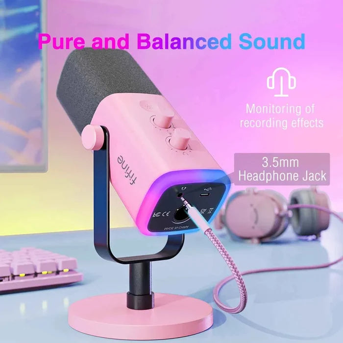 FIFINE gaming headset with microphone for PC, MAC, PS4/5, featuring adjustable headband and plush ear cushions for comfort.