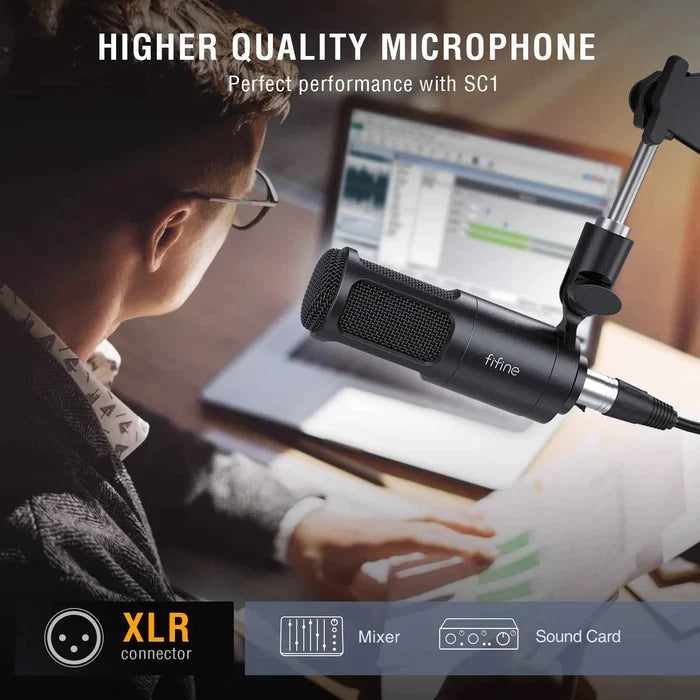 FIFINE KS6 Podcast Kit with microphone, headphones, and accessories for professional audio recording and streaming.
