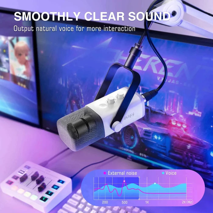 FIFINE RGB Streaming Podcast Kit with studio microphone, headphones, and RGB lighting for gaming and streaming setup.