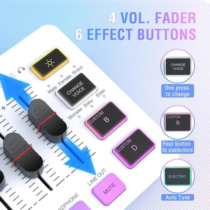 FIFINE RGB streaming podcast kit with studio microphone, RGB lighting, and accessories for gaming and streaming setups.