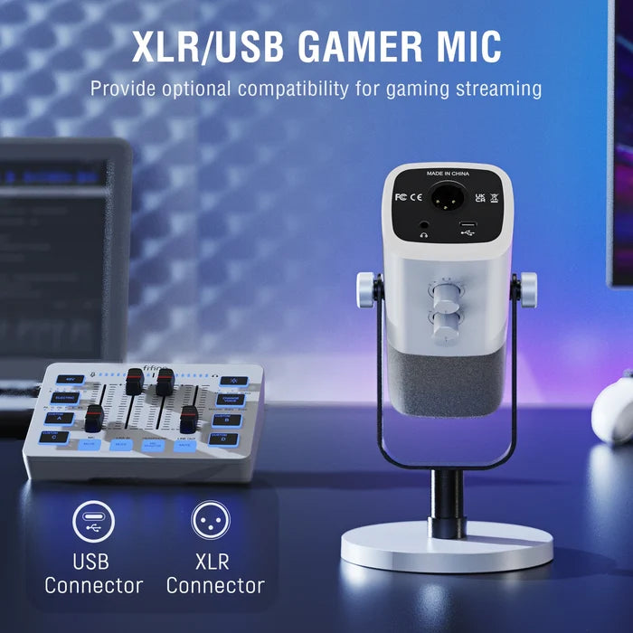 FIFINE RGB Streaming Podcast Kit with studio microphone, headphones, and accessories for gaming and streaming setup.
