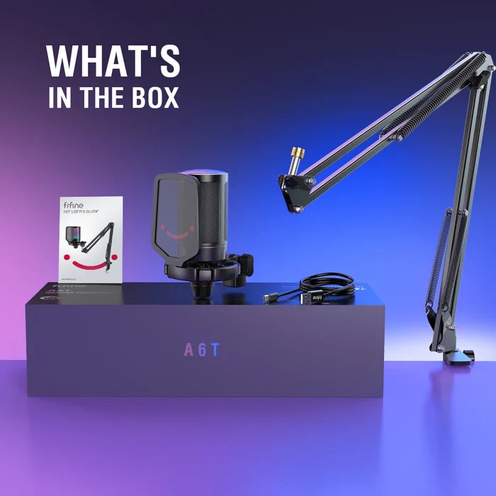 ShopHub NZ FIFINE USB gaming microphone kit with adjustable stand and built-in noise reduction for clear streaming sound.