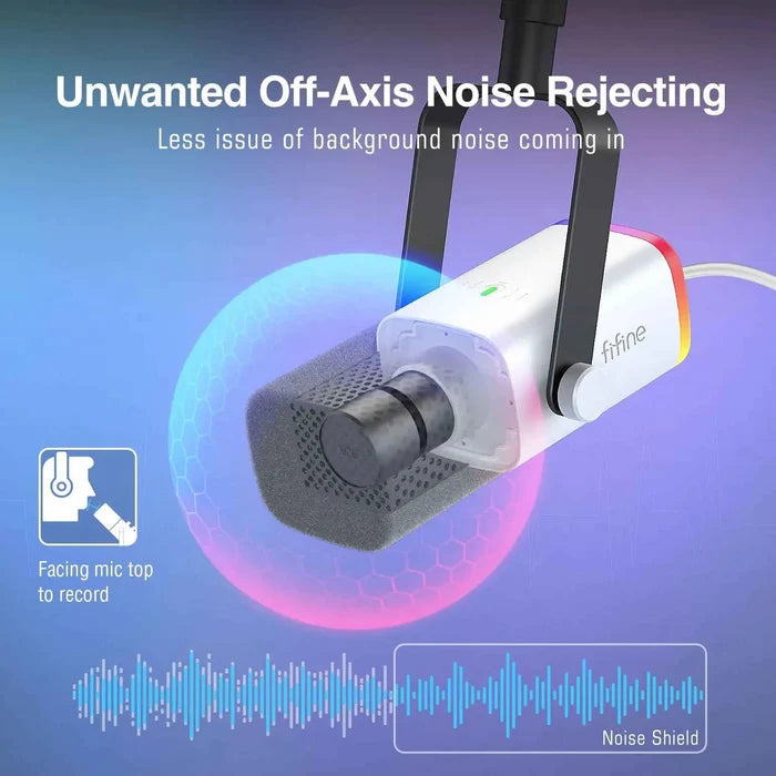 FIFINE USB/XLR gaming microphone kit with microphone, stand, and accessories for streaming and gaming setups.