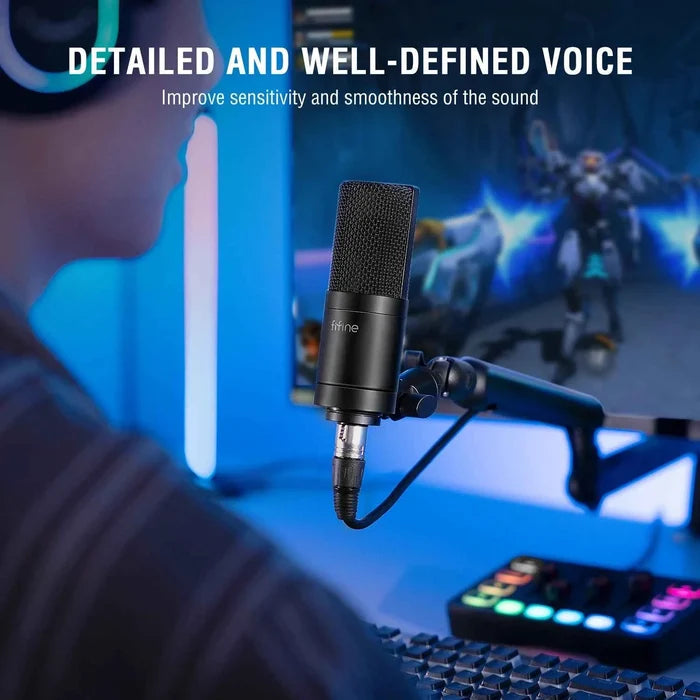FIFINE XLR condenser microphone for podcasting, streaming, and vocal recording with sleek design and professional audio quality