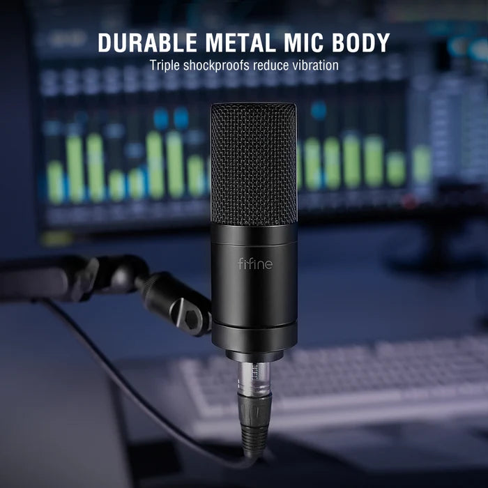 FIFINE XLR condenser microphone for podcasting, streaming, and vocal recording, with sleek design and professional audio quality